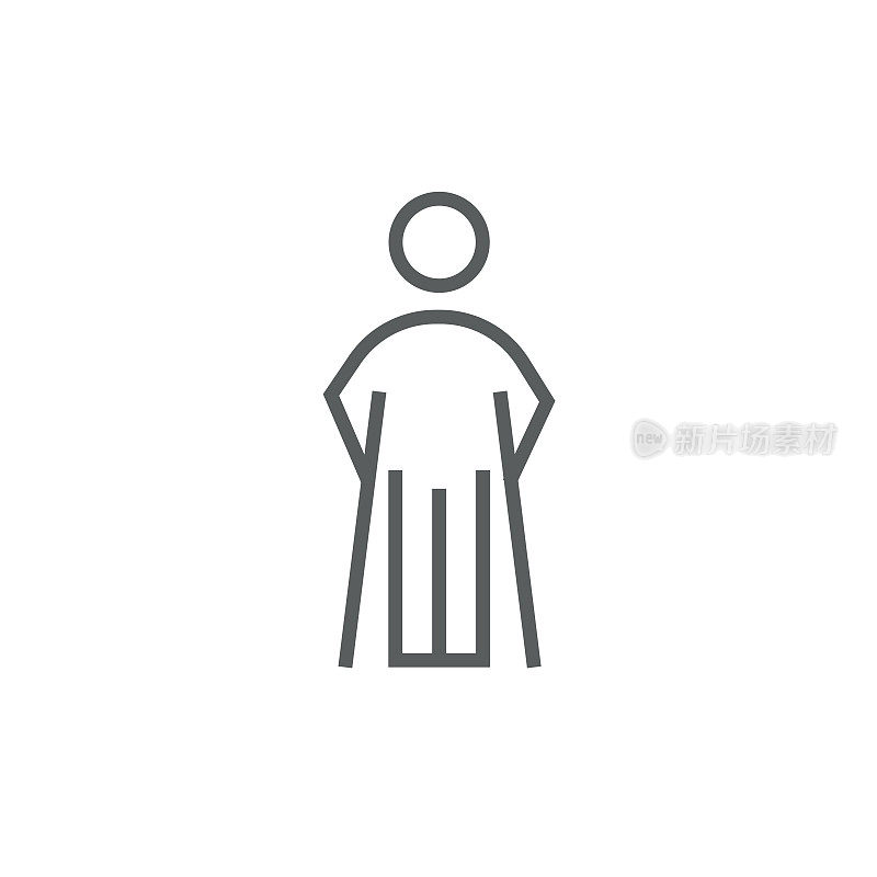 Man with crutches line icon